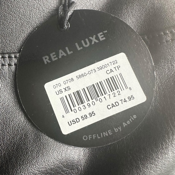 Aerie Offline Luxe Faux Leather Leggings Black NWT - Picture 4 of 6